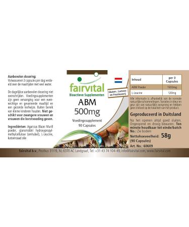 Fairvital | ABM 500mg - Agaricus Blazei Powder in capsules - VEGAN - 90 capsules - Buy Online on GoSupps.com