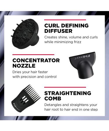 FHI HEAT Platform Nano Power Salon Pro 2000 Tourmaline Ceramic Hair Dryer with 3 Attachments - Black - Buy Online on GoSupps.com