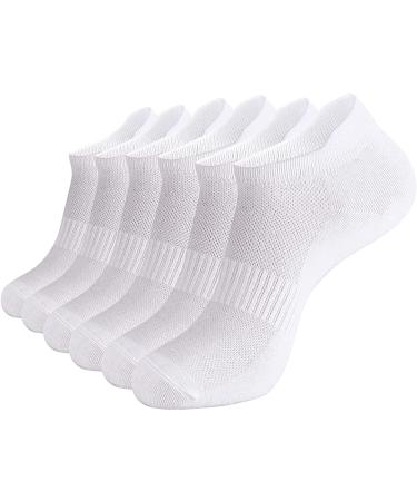 brookhaus Women's Ankle Socks, Athletic Socks Size 6-9/9-11, Low Cut Running Socks, No-Show Sport Socks With Tab 6 Pairs White 6-9