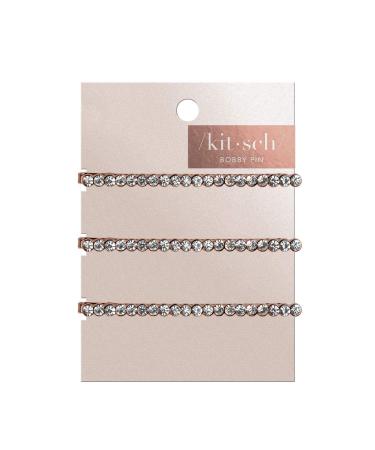 Kitsch Rhinestone Bobby Pins - Rose Gold Decorative Hair Pins for Women (3 Count) - Buy Online on GoSupps.com