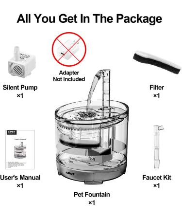 NPET Cat Water Fountain WF050TP 1.5L Automatic Pet Drinking Fountain - Replacement Faucet Kit Included - Buy Online on GoSupps.com
