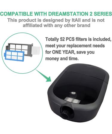 Dreamstation 2 CPAP Filters - 52PCS Supplies for Respironics Dreamstation 2, 6 Reusable Assembly, 20 Foam & Ultra-Fine Filters - Buy Online on GoSupps.com