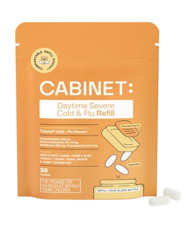 Cabinet Severe Cold and Flu Medicine for Adults w/Active Ingredient Comparable to   DayQuil Severe Cold and Flu 1 Refillable Pouch - Refillable for Life 30 Caplets Refill Pouch