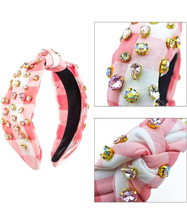 Thanksgiving Headband for Women Fall Accessories Beaded Headband Rhinestone Crystal Powdered Plaid Wide Top Knot Headbands for Fashion Cute Wide Headband - Buy Online on GoSupps.com