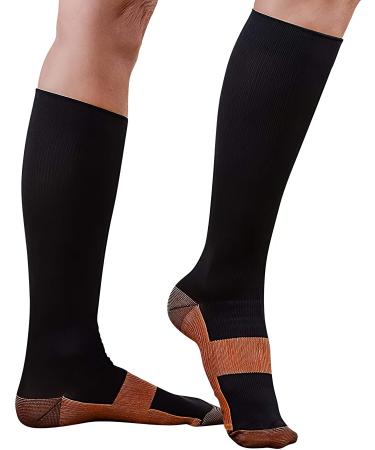 Tecaffect copper compression stockings for flying anti-fatigue arthritis DVT socks for flying unisex ladies or men 1 pair-size M black m m black - Buy Online on GoSupps.com