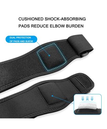 Elbow Brace Support Strap - Forearm Compression Sleeve for Tennis Elbow Relief - Fit Wrap Band for Weightlifting - Unisex 51.5cm Black - Buy Online on GoSupps.com