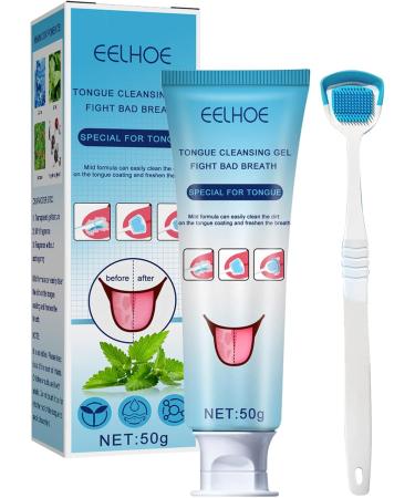 Ailopta Tongue Cleaner Gel & Brush Set - 50g Mint Fragrance Bad Breath Scraper & Scrubber for Fresh Breath - Buy Online on GoSupps.com