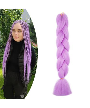 Gairyan jumbo braids extensions braid art hair 1 piece 100g braiding hair extensions 60cm ombre synthetic braids afro hair for box crochet braids (light purple) 60 cm (1 piece) light purple