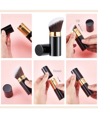2 Piece Retractable Kabuki Brush Set for Makeup Application | Portable Angled Brushes with Cover for Foundation, Blush, Bronzer | Ideal for Travel | Suitable for Powder, Cream, and Liquid Cosmetics - Buy Online on GoSupps.com
