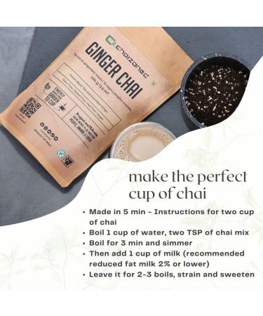 CHAIZONED Ginger Chai Tea - Made with Grounded Ginger & Assam Black Tea - Adrak Chai - Authentic Indian Ginger Tea - Ginger Chai Latte - Brews upto 50 Cups - 100g (3.5oz) - Buy Online on GoSupps.com