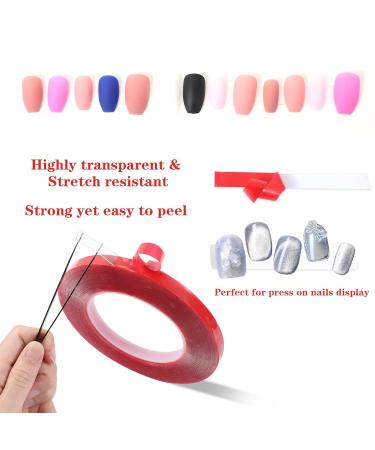 32FT Double Sided Nail Tape - Strong Waterproof Adhesive for Nail Art & Salon Supplies | Traceless Clear Mounting Tape with Tweezer - Buy Online on GoSupps.com