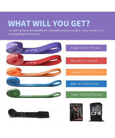 CFX Fitness Bands Set - 5 Resistance Bands Door Anchor & Training Guide for Yoga Stretching & Strength Training | 8 Piece Kit - Buy Online on GoSupps.com