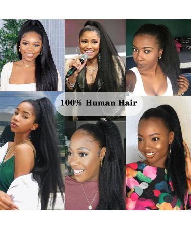 Kinky Straight Ponytail Human Hair with Wrap Around Magic Tape Brazilian Virgin Human Hair Ponytail for Black Women Yaki Hair Natural Black Color14 Inch 14 Inch Kinky Straight-Wrap Around -Natural Black - Buy Online on GoSupps.com