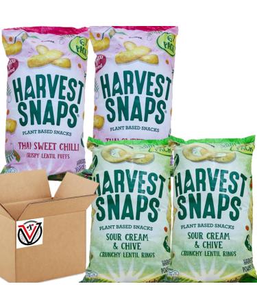 VIMIX Harvest Snaps Sour Cream & Chive Lentil Rings Thai Sweet Chilli Puffs 6 packs(6x18g) - 04 Mixed Bags (02 in Each type) - Buy Online on GoSupps.com