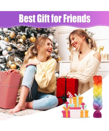 Aomig Ombre Synthetic Hair Extensions - 24 Strands for Braiding - Colorful Fake Hair for Box Braids (Purple/Blue/Yellow/Orange) - Buy Online on GoSupps.com