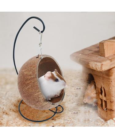Monozoz Coconut Hamster Hiding Place | Natural Coconut Hammock & Hanging House for Small Animals Habitat Decor - Buy Online on GoSupps.com
