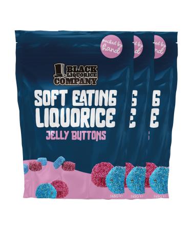 Black Liquorice Company - Soft Eating Liquorice Jelly Buttons 3 x 165g