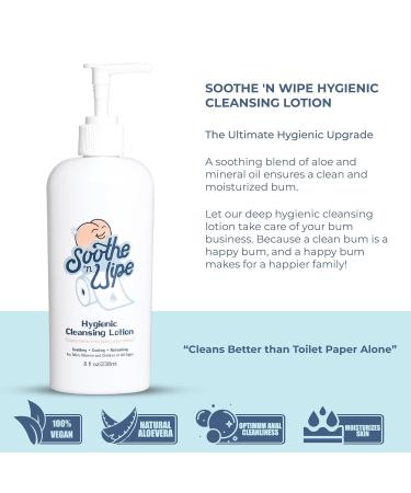 SOOTHE 'N WIPE Hygienic Anal Cleansing Lotion - 8oz and 2oz Pack - Chafing Cream Anti Itch Lotion for Bum Cream for Sensitive Skin - Flushable Wipe Alternative with Aloe & Moisturizers - Buy Online on GoSupps.com