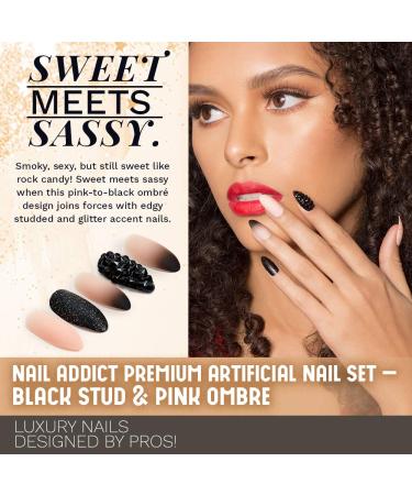 Ardell Nail Addict Premium Black Stud & Pink Ombre - 0.07 oz (2g) - Trendy Nail Art - Buy Online on GoSupps.com