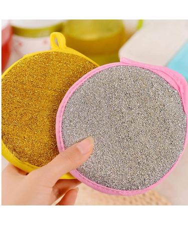 10pcs Dish Sponges Double Side Round Shape Metallic Scrub Sponge Scouring Pads Kitchen Cleaner Tool(Random Color) - Buy Online on GoSupps.com