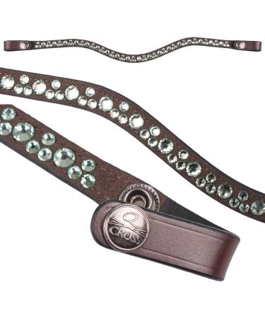 Netproshop Leather Forehead Straps Eldorado Wave Shape with Rhinestones for Bridle - COB/Full Brown-Atlantis Color - Buy Online on GoSupps.com