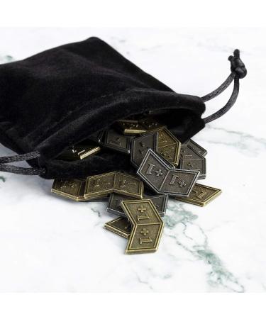 40 PCS Antique Metal Buff Counter Tokens with Velvet Bag for MTG CCG Card Gaming - Black & Bronze - Buy Online on GoSupps.com