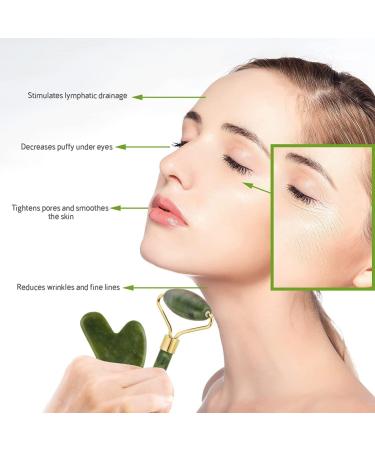 Aruiteng Jade Roller and Gua Sha Massager Tools Face Roller Face Massager Jade Stone Facial Roller for Eye Puffiness Skin Tightening Rejuvenation of The Face and Neck - Buy Online on GoSupps.com