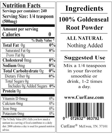 Organic Goldenseal Root Powder - 4.2 oz | 240 Servings - Buy Online on GoSupps.com