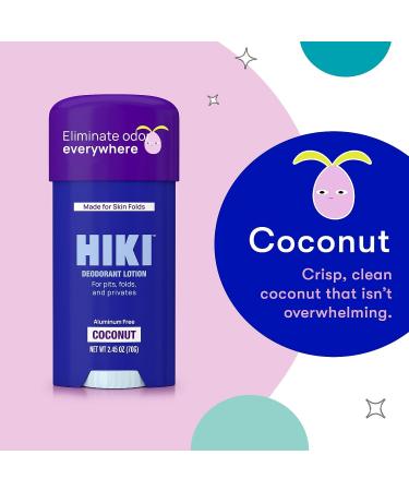 HIKI Coconut Whole Body Deodorant Cream - Aluminum-Free, Talc-Free Formula for Sensitive Skin Underarms, Skin Folds, Private Parts Deodorant - 2.45 oz - Buy Online on GoSupps.com