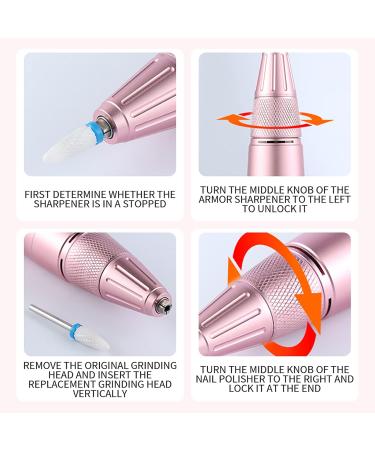 30000RPM Electric Nail Drill Pen Manicure Cordless Portable Strong Nail File Kit USB Rechargeable Pedicure Polishing Set Art Salon Tool Pink - Buy Online on GoSupps.com