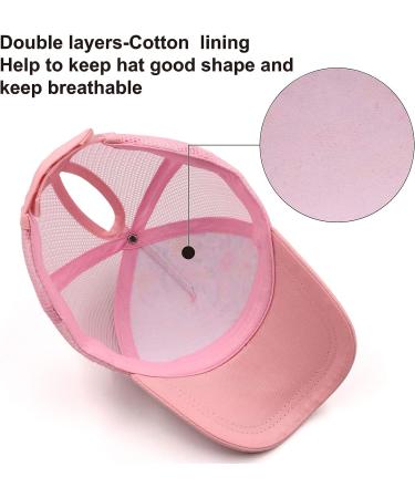 Girls Pony Hat - Distressed High Ponytail Messy Bun Baseball Cap for Kids (4-10 years) - Pink Floral Sun Protection Trucker Hat - Buy Online on GoSupps.com
