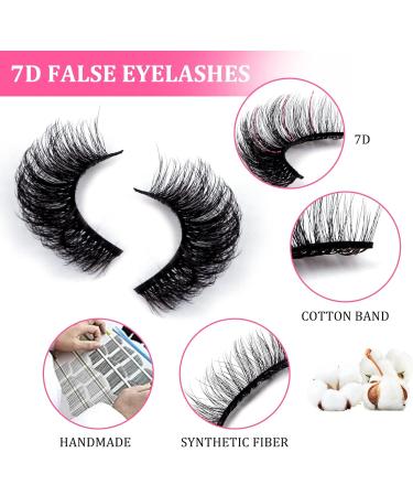 10 Pairs 7D Faux Mink Russian Strip Lashes | Reusable & Natural Look | Handmade & Dramatic | Makeup False Eyelashes (7D08) - Buy Online on GoSupps.com