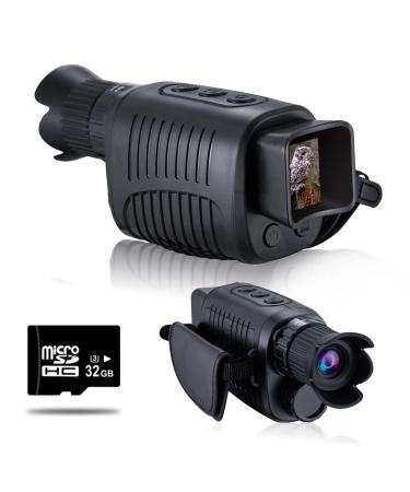 VABSCE Digital Night Vision Monocular for 100% Darkness, 1080p Full HD Video Long Distance Infrared Night Vision Goggles Binoculars for Hunting, Camping, Travel, Surveillance with 32 GB Micro SD Card Standard
