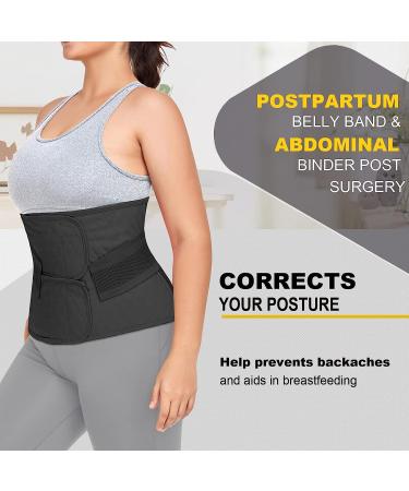 QEESMEI Postpartum Belly Band Abdominal Binder C-Section Recovery Wrap Girdle - Black (S/M) - Buy Online on GoSupps.com