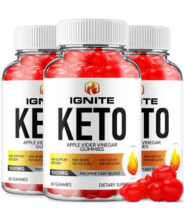 (3 Pack) Ignite Keto ACV Gummies - Advanced Formula Ignite Keto Plus ACV Gummies Apple Cider Vinegar Ignite ACV Dietary Supplement (180 Gummies)