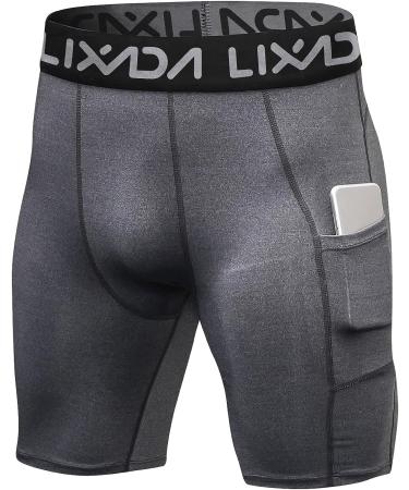 Lixada Men's Elastic Performance Sports Baselayer Shorts - Cool Dry Tights for Active Workouts | Large, A-Black/Grey/White - Buy Online on GoSupps.com