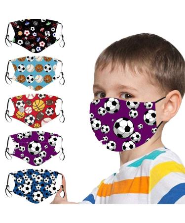 5pcs Children Ball Cute Cartoon Pattern Washable Reusable Adjustable Comfortable Elastic Earloop Face_Mask