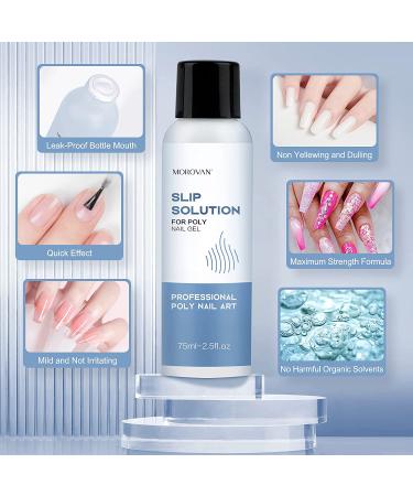 Morovan Slip Solution Poly Gel 2.5oz | Anti-Stick Gel Solution with Brush | Easy DIY Nail Extension Kit 109 Piece Set - Buy Online on GoSupps.com