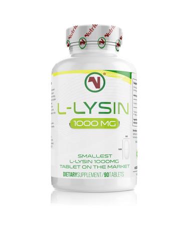 L-Lysine x 90 1000mg Tablets | Smallest 19mm Formula | Easier to Swallow and Quicker to Absorb - Suitable for Vegetarian and Vegan. (90)