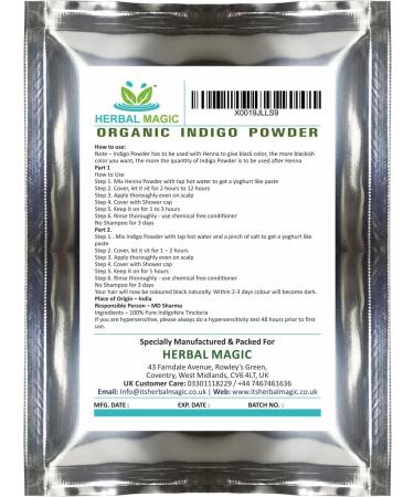 Herbal Magic USDA Henna & Indigo Powder Combo Pack - 100% Natural Hair Coloring Dye - 200g Total - Chemical-Free Formula - Premium Quality - Buy Online on GoSupps.com