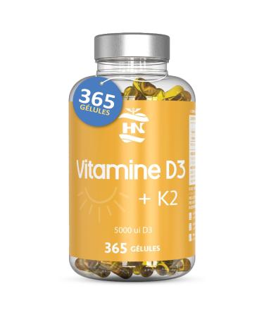 Vitamin D 5000 IU Vitamin D3 K2. 365 Capsules Highly concentrated Vitamin D Supports immune and bone functions thanks to highly dosed Vitamin D K2