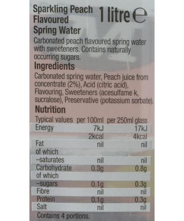 Morrisons Sparkling Peach Flavoured Spring Water 1L - Pack of 1 - Buy Online on GoSupps.com