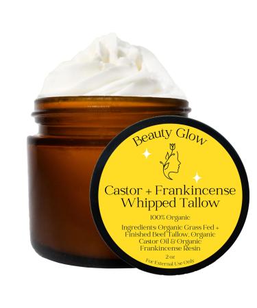 Frankincense & Castor Oil Beef Tallow Grass Fed & Finished Organic Moisturizer for Skin Hydrating & Nourishing for Cracked Dry Skin Age Defying