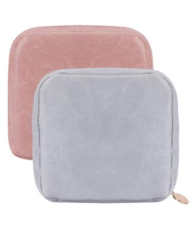 2 Pcs Sanitary Napkin Storage Bag Period Bag Period Pouch Feminine Menstrual Pad Tampon Organizer Portable Sanitary Pads Pouches First Period Kit for Teen Girls Women Ladies(Pink&Blue)