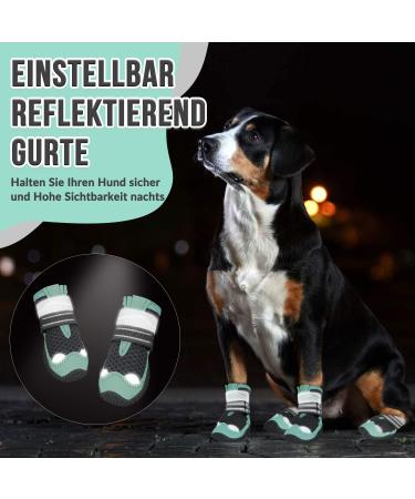 Eyein Dog Shoes - Breathable Paw Protection with Non-Slip Sole & Reflective Velcro | Sizes for Small to Large Dogs | 2 Pieces Green (Size 7) - Buy Online on GoSupps.com