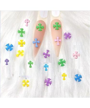 Mixed 20pcs Black Cross Nail Charm 3D Nail Charms Nail Art Craft Nail Decorations (Colorful)