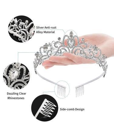 Crystal Tiara Crown for Women & Girls - Perfect for Birthday, Halloween, Bride, Wedding - Silver Style A - Buy Online on GoSupps.com