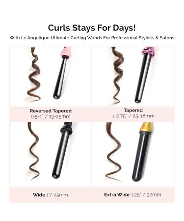 Le Angelique 19mm Ceramic Curling Wand for Short Hair - Clipless Curler Tight Curls & Spirals Dual Voltage 430F Instant Heat Includes Glove & Clips - Black - Buy Online on GoSupps.com