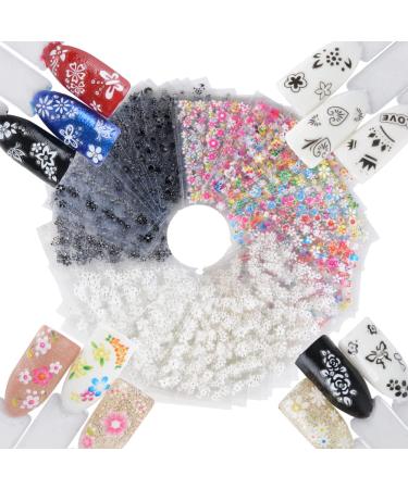 90 Sheets 3D Self-Adhesive Nail Art Stickers for Gel Nails - Nail Stickers for Nail Art Flower Nail Decals Stickers for Women Girls - Various Floral Patterns