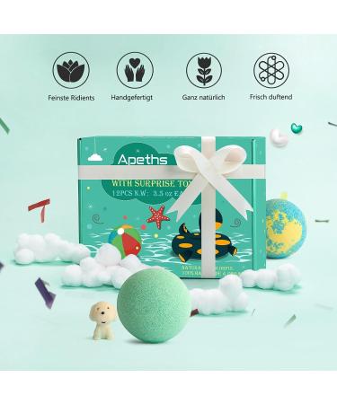 12-Pack Bathing Balls for Kids - Safe Organic Foam Bombs with Surprise Puppy Toys - Fun Natural Swimming Gift Set - Buy Online on GoSupps.com